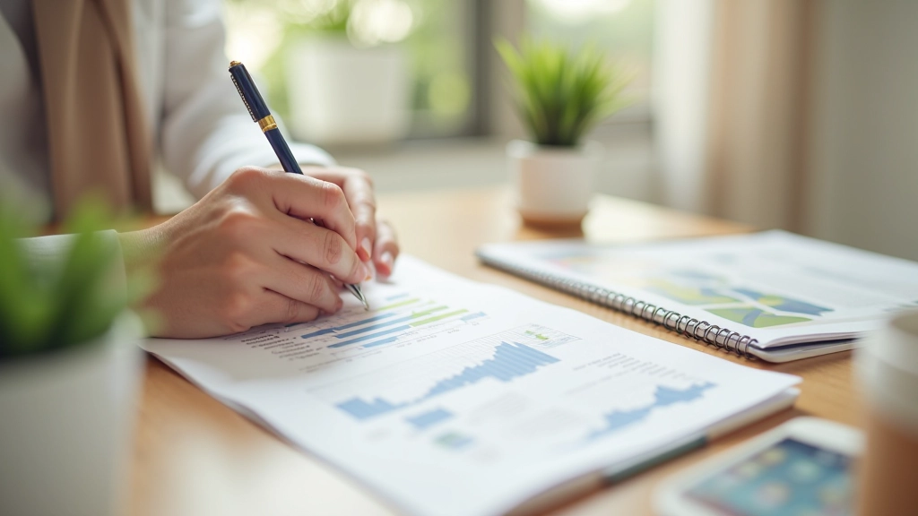 Documento com título sobre fundo de emergência e gráficos de planeamento financeiro